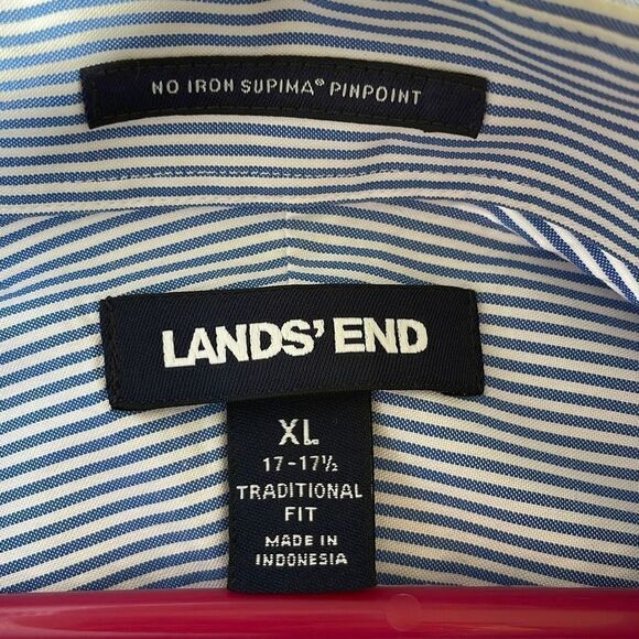 Lands End Supima Pinpoint Cotton Shirt No Iron Traditional Fit Size XL 17-171/2 - Picture 4 of 7